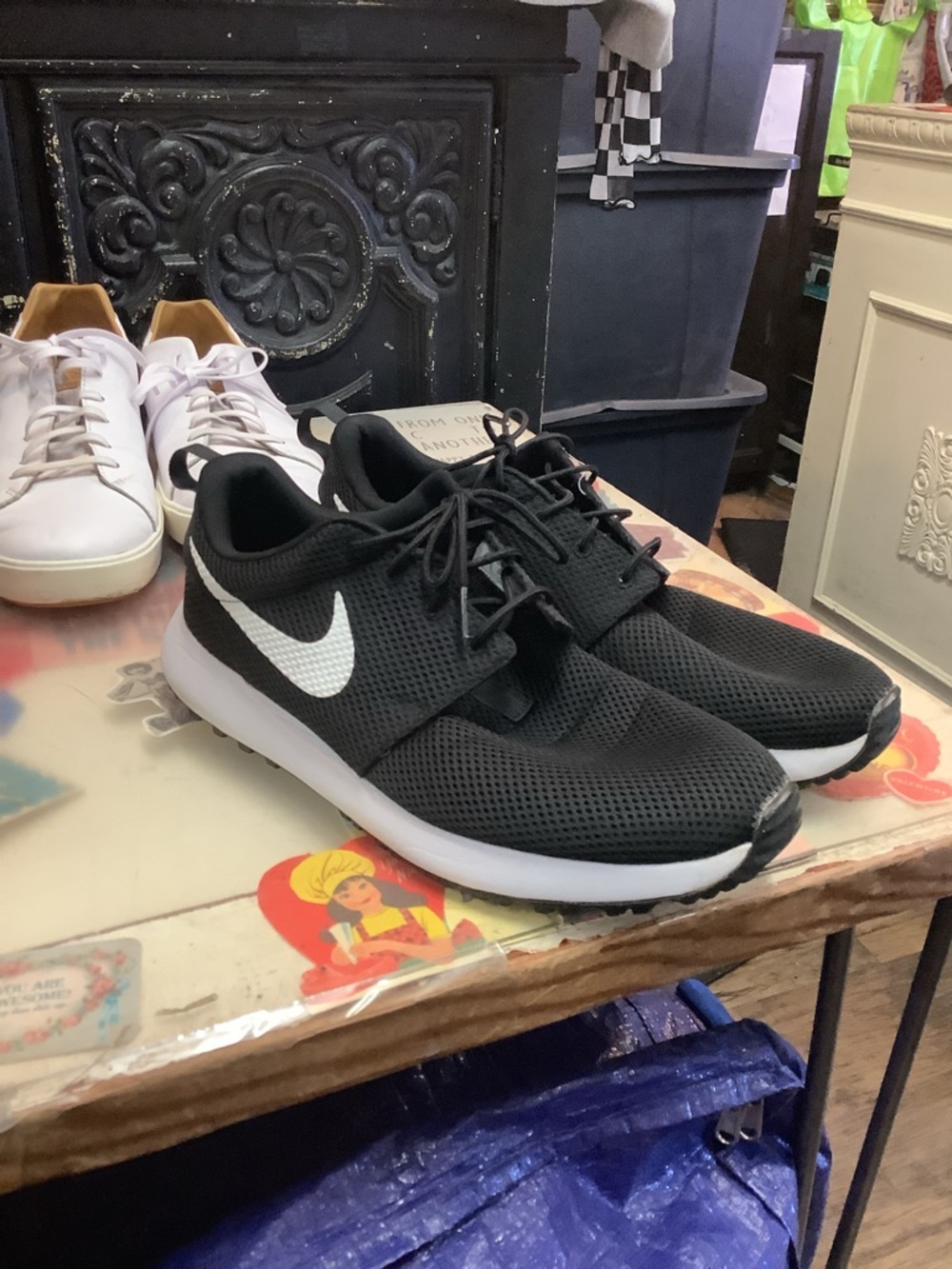 Nike Men’s Black Mesh Sneakers with White Swoosh